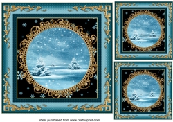 3 Blue Christmas scene card fronts/toppers (blanks)