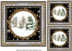 3 Grey Christmas scene card fronts/toppers (blanks)