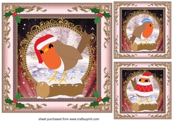 3 Christmas robins card fronts/toppers