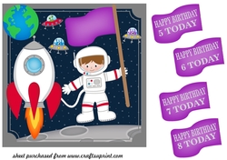 5/6/7/8/Birthday Boy space themed card front