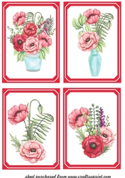 4 Red poppy toppers