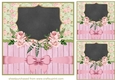 3 Pink rose chalkboard card fronts/toppers 2