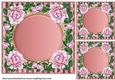 3 Pink water colour rose frame card front/topper(blanks) 1