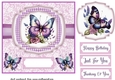 Purple floral butterfly card front 3