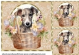 3 Floral pup in basket card front/toppers 9