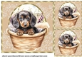 3 Floral pup in basket card front/toppers 11