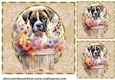 3 Floral pup in basket card front/toppers 15