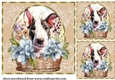 3 Floral pup in basket card front/toppers 18