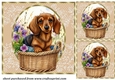 3 Floral pup in basket card front/toppers 19
