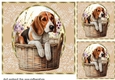 3 Floral pup in basket card front/toppers 20