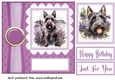 Lavender Scottish terrier card front 2