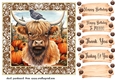 Autumn highland cow card front 3