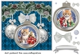 Christmas bauble cat card front 1