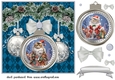 Christmas bauble cat card front 2