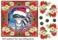 Poinsettia racoon card front 1