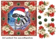 Poinsettia racoon card front 2