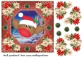 Poinsettia robin card front