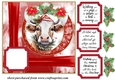Red Christmas cow card front