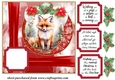 Red Christmas fox card front