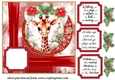 Red Christmas giraffe card front