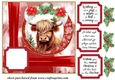 Red Christmas Highland cow card front