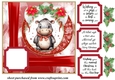 Red Christmas hippo card front