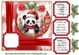 Red Christmas panda card front
