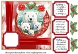 Red Christmas polar bear card front 1