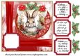 Red Christmas rabbit card front