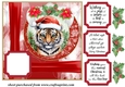 Red Christmas tiger card front