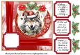 Red Christmas wolf card front