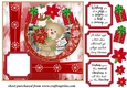Red Christmas poinsettia bear card front 2