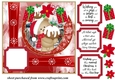 Red Christmas pudding bear card front 
