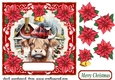 Poinsettia Highland cow card front 2