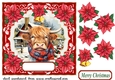 Poinsettia Highland cow card front 3