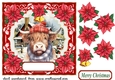 Poinsettia Highland cow card front 4