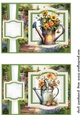 2 Floral watering can card fronts/toppers(5x7 aprox) 4