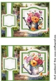 2 Floral watering can card fronts/toppers(5x7 aprox) 7
