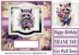 Raccoon say it with flowers card front 1