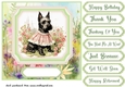 Vintage floral Scottish terrier card front 3