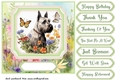 Vintage floral Highland terrier card front 2