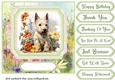 Vintage floral Highland terrier card front 3