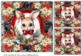 3 Christmas rabbit card fronts/toppers