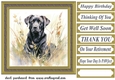Floral black Labrador card front 5