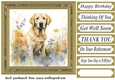 Yellow floral Labrador card front 3