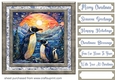 Stained glass Christmas penguins card front 1
