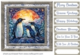 Stained glass Christmas penguins card front 2