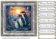 Stained glass Christmas penguins card front 3