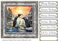 Stained glass Christmas penguins card front 5