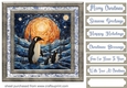 Stained glass Christmas penguins card front 6